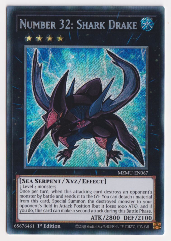 Number 32 Shark Drake Secret Rare MZMU EN067 Yu Gi Oh Single Card number-32-shark-drake-secret-rare-mzmu-en067-yu-gi-oh-single-card