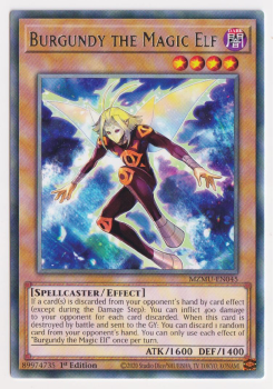 Burgundy the Magic Elf (Rare) single card from Yu-Gi-Oh!