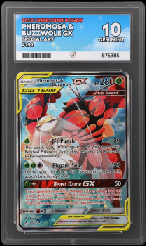 Pheromosa and Buzzwole GX (SPECIAL ART) : 192/214 UNBROKEN BONDS - ACE GRADING Graded Card – 10 GEM MINT