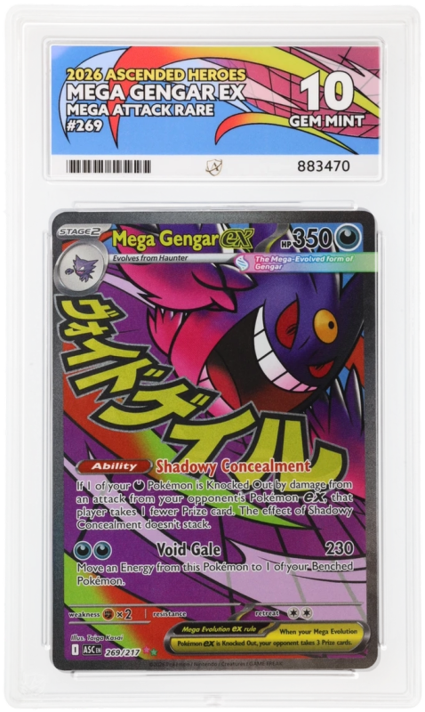 Mega Gengar EX (MEGA ATTACK RARE) : 269/217 MEGA EVOLUTION ASCENDED HEROES - ACE GRADING Graded Card Mega Gengar EX (MEGA ATTACK RARE) : 269/217 MEGA EVOLUTION ASCENDED HEROES - ACE GRADING Graded Card