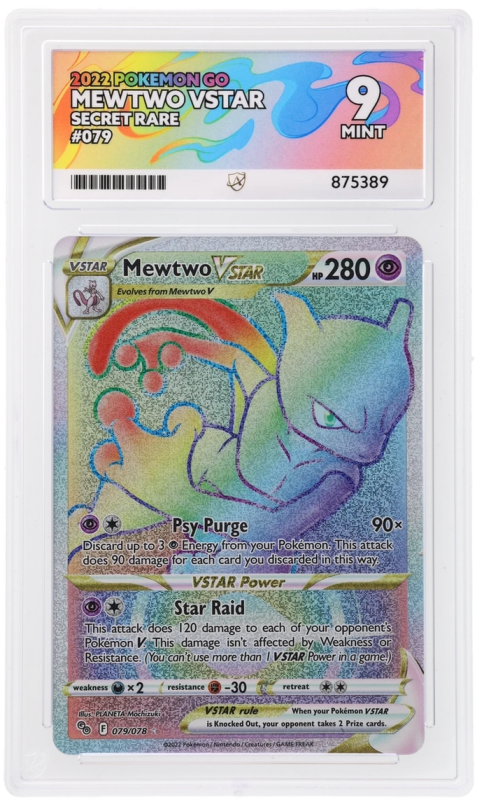 Mewtwo VSTAR (SECRET RARE) : 079/078 POKEMON GO - ACE GRADING Graded Card Graded Card - 9 MINT Mewtwo VSTAR (SECRET RARE) : 079/078 POKEMON GO - ACE GRADING Graded Card Graded Card - 9 MINT