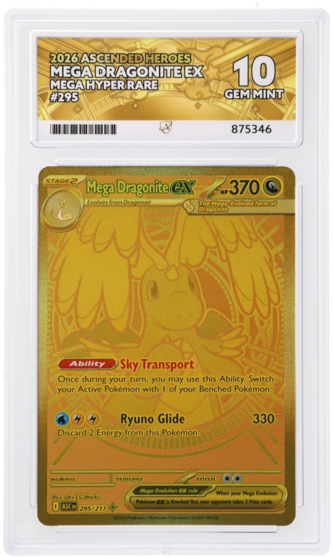 Mega Dragonite EX (MEGA HYPER RARE) : 295/217 MEGA EVOLUTION ASCENDED HEROES - ACE GRADING Graded Card Mega Dragonite EX (MEGA HYPER RARE) : 295/217 MEGA EVOLUTION ASCENDED HEROES - ACE GRADING Graded Card