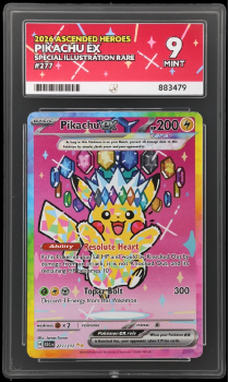 Pikachu EX (SPECIAL ILLUSTRATION RARE) : 277/217 MEGA EVOLUTION ASCENDED HEROES - ACE GRADING Graded Card – 9 MINT