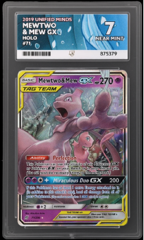 Mewtwo and Mew GX (HOLO) : 071/236 UNIFIED MINDS - ACE GRADING Graded Card – 7 NEAR MINT