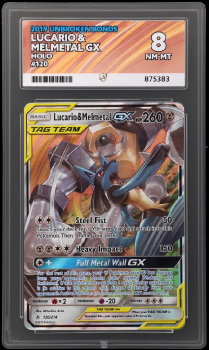 Lucario and Melmetal GX (HOLO) : 120/214 UNBROKEN BONDS - ACE GRADING Graded Card – 8 NM-MT