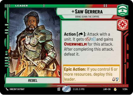 Saw Gerrera - Bring Down the Empire single card from Star Wars Unlimited