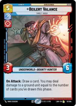Beilert Valance - Target Vader single card from Star Wars Unlimited