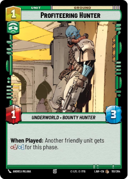 Profiteering Hunter single card from Star Wars Unlimited