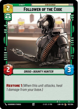 Follower of the Code single card from Star Wars Unlimited