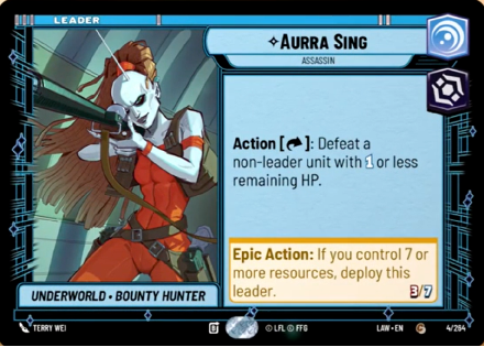 Aurra Sing - Assassin single card from Star Wars Unlimited