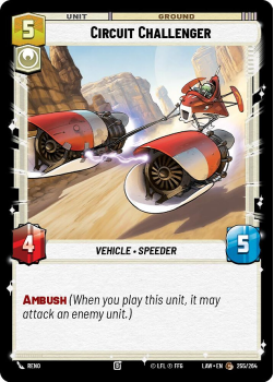 Circuit Challenger single card from Star Wars Unlimited