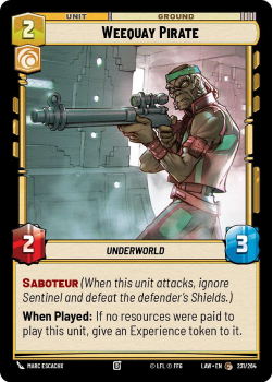 Weequay Pirate single card from Star Wars Unlimited
