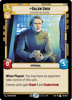 Galen Erso - Destroying His Creation single card from Star Wars Unlimited