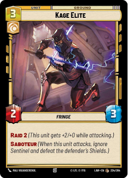 Kage Elite single card from Star Wars Unlimited