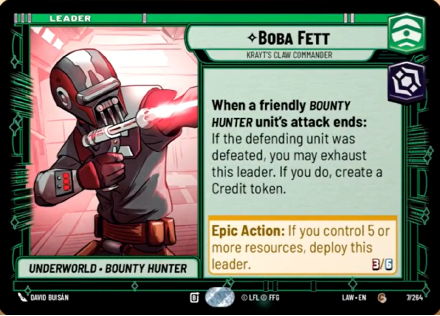 Boba Fett - Krayt's Claw Commander single card from Star Wars Unlimited