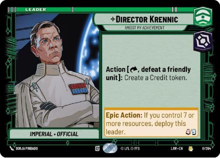 Director Krennic - Amidst My Achievement single card from Star Wars Unlimited