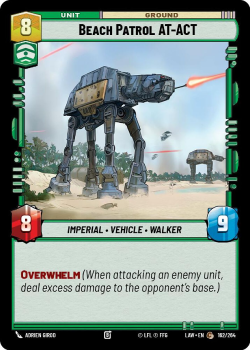 Beach Patrol AT-ACT single card from Star Wars Unlimited
