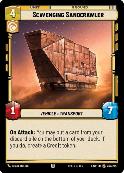 Scavenging Sandcrawler single card from Star Wars Unlimited