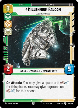 Millennium Falcon - Dodging Patrols single card from Star Wars Unlimited