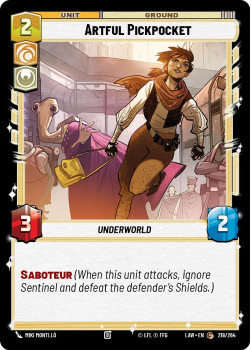 Artful Pickpocket single card from Star Wars Unlimited