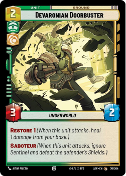 Devaronian Doorbuster single card from Star Wars Unlimited