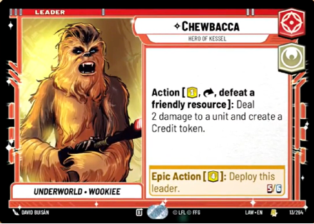 Chewbacca - Hero of Kessel single card from Star Wars Unlimited