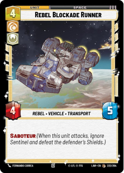 Rebel Blockade Runner single card from Star Wars Unlimited