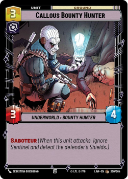 Callous Bounty Hunter single card from Star Wars Unlimited