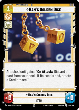 Han's Golden Dice single card from Star Wars Unlimited