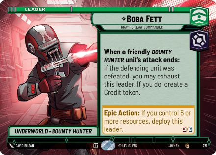 Boba Fett - Krayt's Claw Commander (HYPERSPACE) single card from Star Wars Unlimited