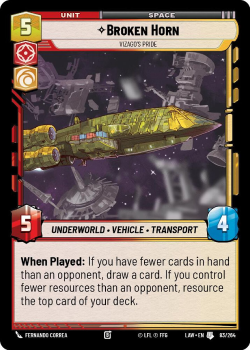 Broken Horn - Vizago's Pride single card from Star Wars Unlimited