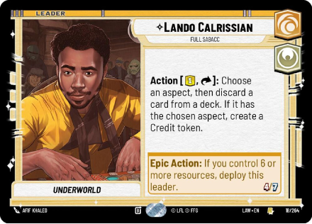 Lando Calrissian - Full Sabacc single card from Star Wars Unlimited