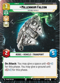 Millennium Falcon - Dodging Patrols (HYPERSPACE) single card from Star Wars Unlimited