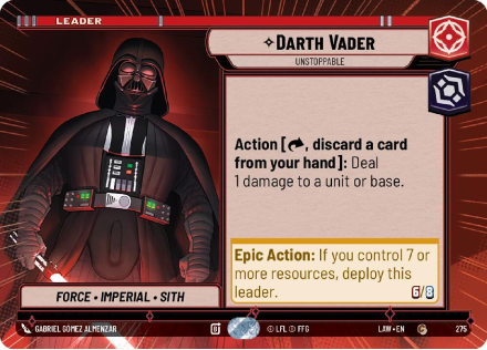 Darth Vader - Unstoppable (HYPERSPACE) single card from Star Wars Unlimited