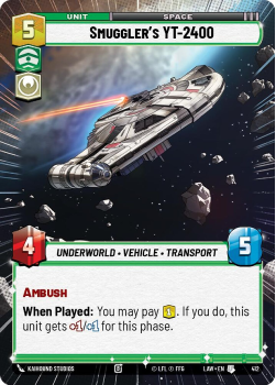 Smuggler's YT-2400 (HYPERSPACE) single card from Star Wars Unlimited