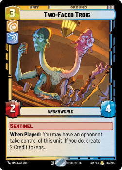 Two-Faced Troig single card from Star Wars Unlimited