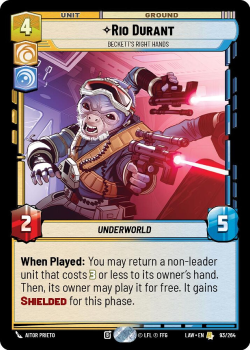 Rio Durant - Beckett's Right Hands single card from Star Wars Unlimited