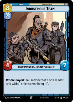 Industrious Team single card from Star Wars Unlimited