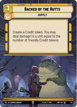 Backed by the Hutts (HYPERSPACE) single card from Star Wars Unlimited