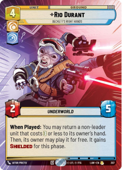 Rio Durant - Beckett's Right Hands (HYPERSPACE) single card from Star Wars Unlimited