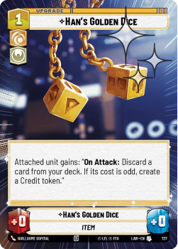 Han's Golden Dice (HYPERSPACE FOIL) single card from Star Wars Unlimited