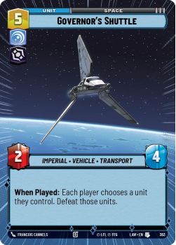 Governor's Shuttle (HYPERSPACE) single card from Star Wars Unlimited