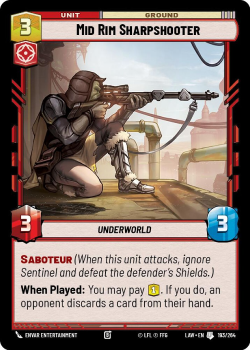 Mid Rim Sharpshooter single card from Star Wars Unlimited