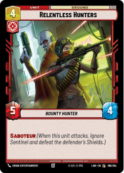 Relentless Hunters single card from Star Wars Unlimited