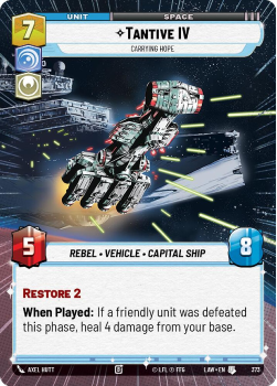 Tantive IV - Carrying Hope (HYPERSPACE) single card from Star Wars Unlimited