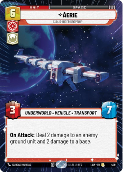 Aerie - Cloud-Rider Dropship (HYPERSPACE) single card from Star Wars Unlimited