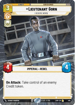 Lieutenant Gorn - I Deserve Worse (HYPERSPACE) single card from Star Wars Unlimited