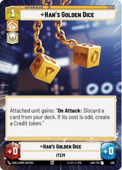 Han's Golden Dice (HYPERSPACE) single card from Star Wars Unlimited