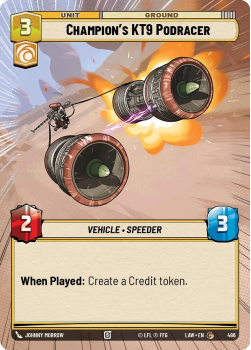 Champion's KT9 Podracer (HYPERSPACE) single card from Star Wars Unlimited