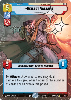 Beilert Valance - Target Vader (HYPERSPACE FOIL) single card from Star Wars Unlimited